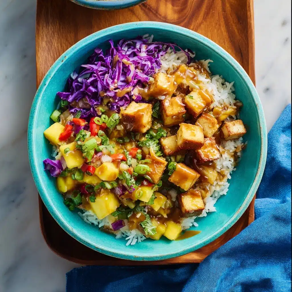 Mango Burrito Bowls with Crispy Tofu and Peanut Sauce Recipe - Recipe Image