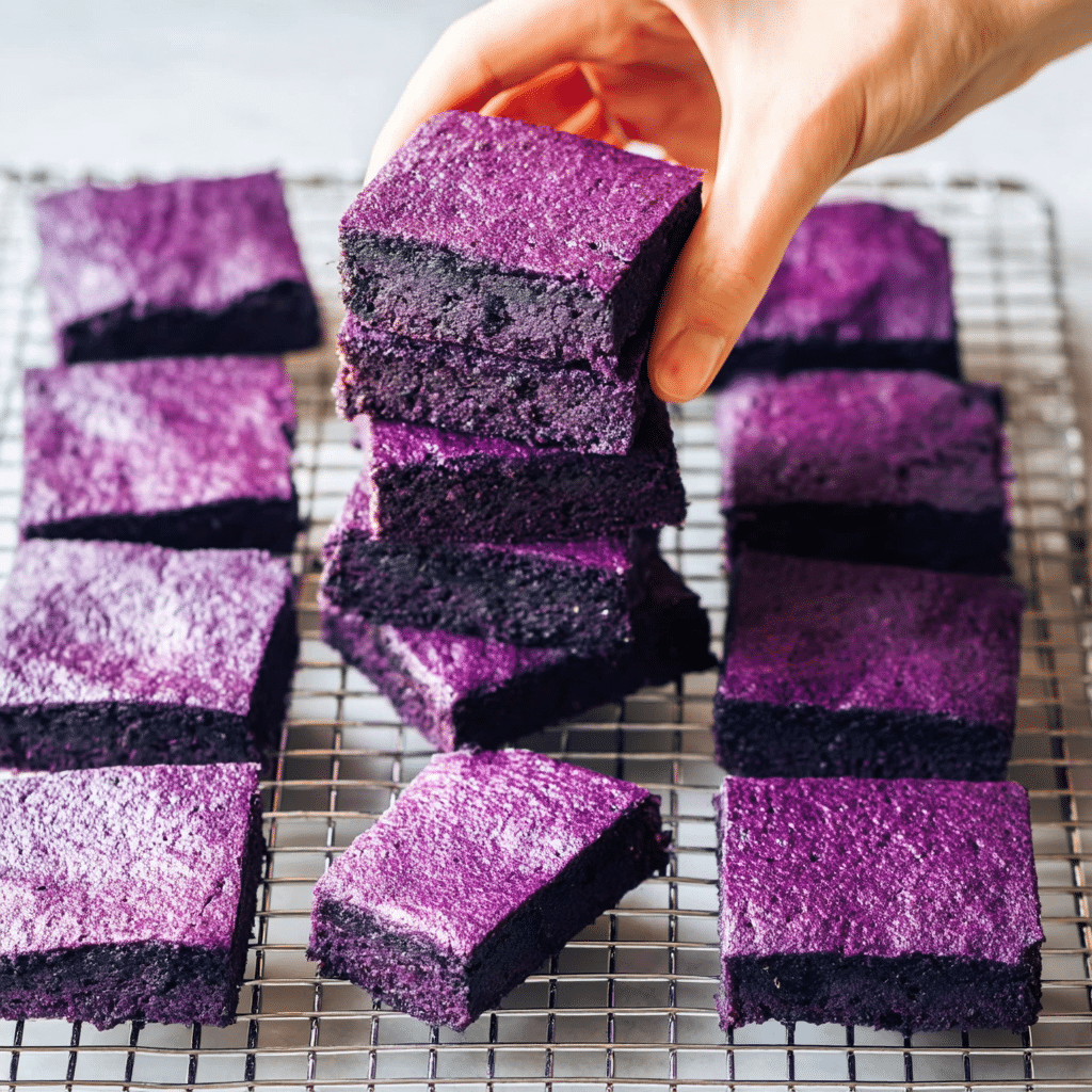 Chewy and Fudgy Ube Brownies Recipe - Recipe Image