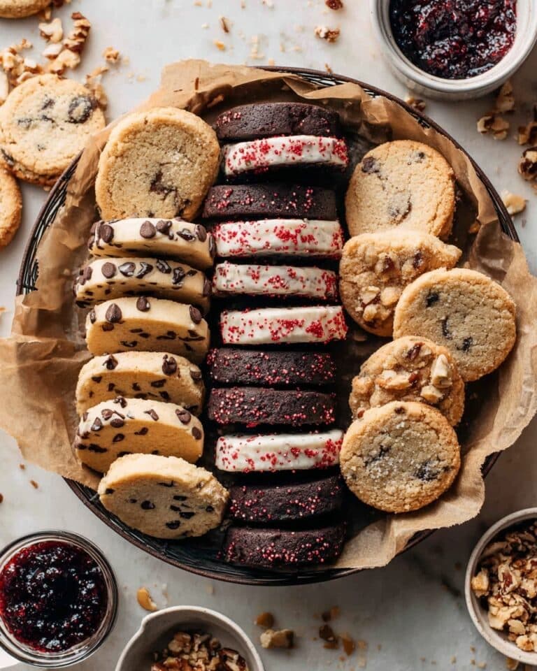 Slice and Bake Assorted Spiced, Chocolate, Cherry, Hazelnut, and Peppermint Cookies Recipe