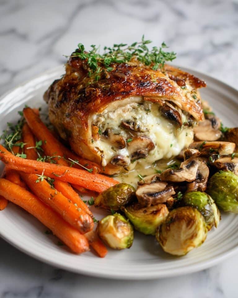 Cheesy Garlic Butter Mushroom Stuffed Chicken Recipe