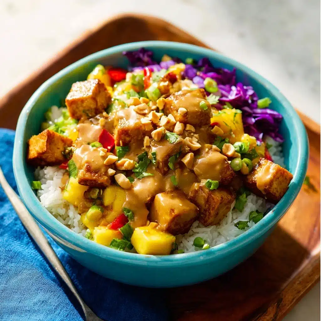 Mango Burrito Bowls with Crispy Tofu and Peanut Sauce Recipe