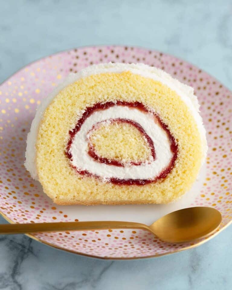 Soft Vanilla Swiss Roll Cake with Cream Filling Recipe