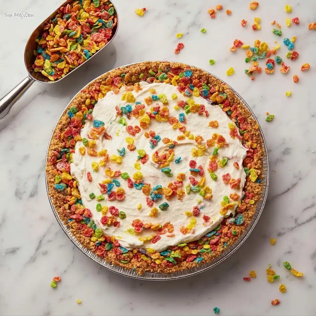 No-Bake Fruity Pebbles Cheesecake Recipe - Recipe Image