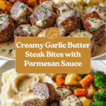 Garlic Butter Steak Bites with a Rich Parmesan Cream Sauce Recipe