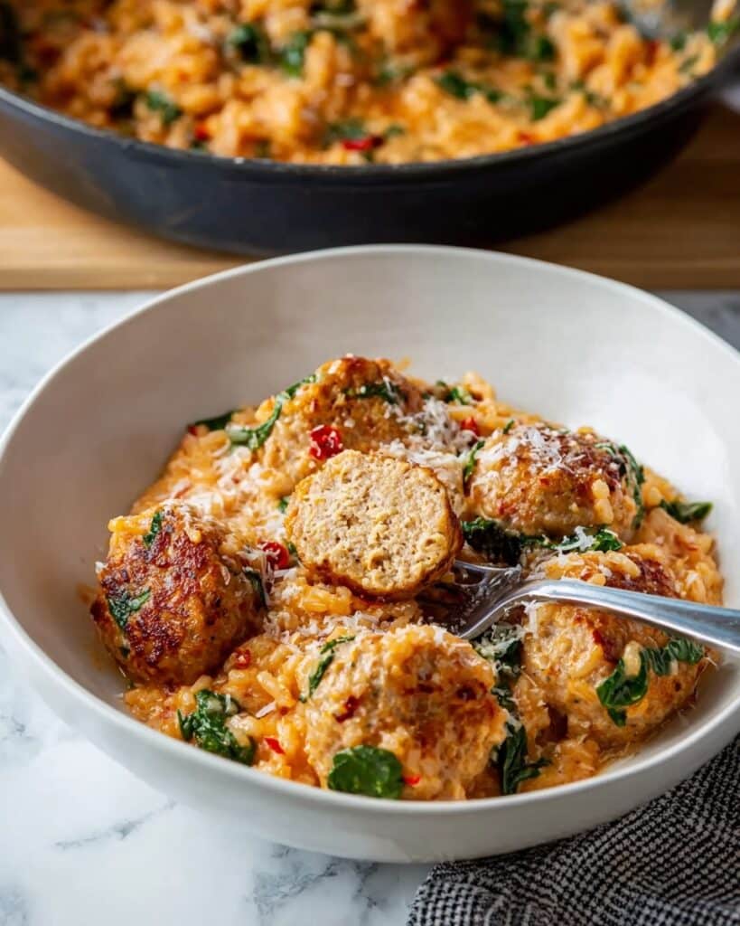 Marry Me Chicken Meatballs with Risoni (Orzo) Recipe