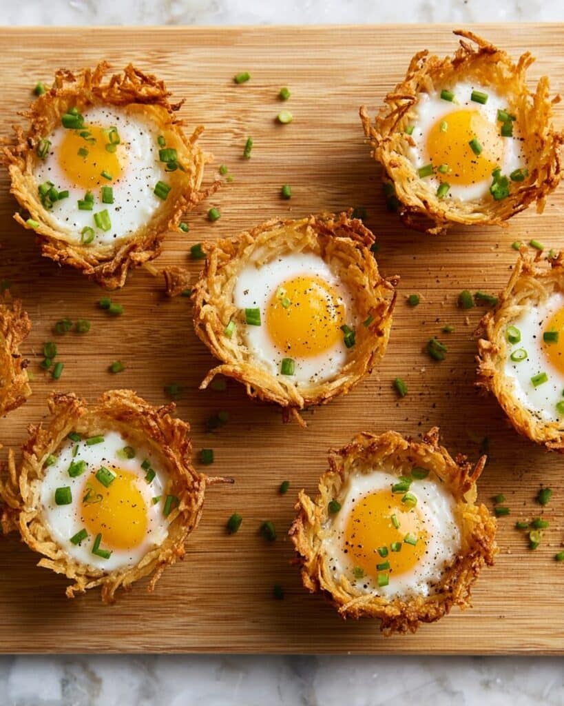 Eggs in Crispy Hash Brown Baskets Recipe