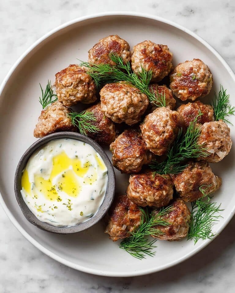 Baked Chicken Meatballs with Dill Yogurt Sauce Recipe