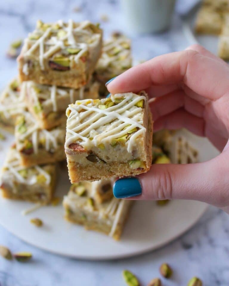 White Chocolate and Pistachio Blondies Recipe