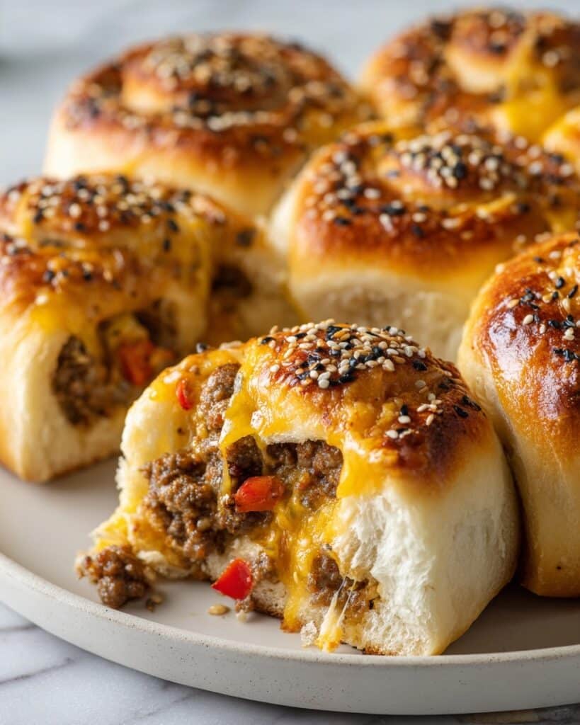 Cheeseburger Pinwheel Pizza Bites Recipe