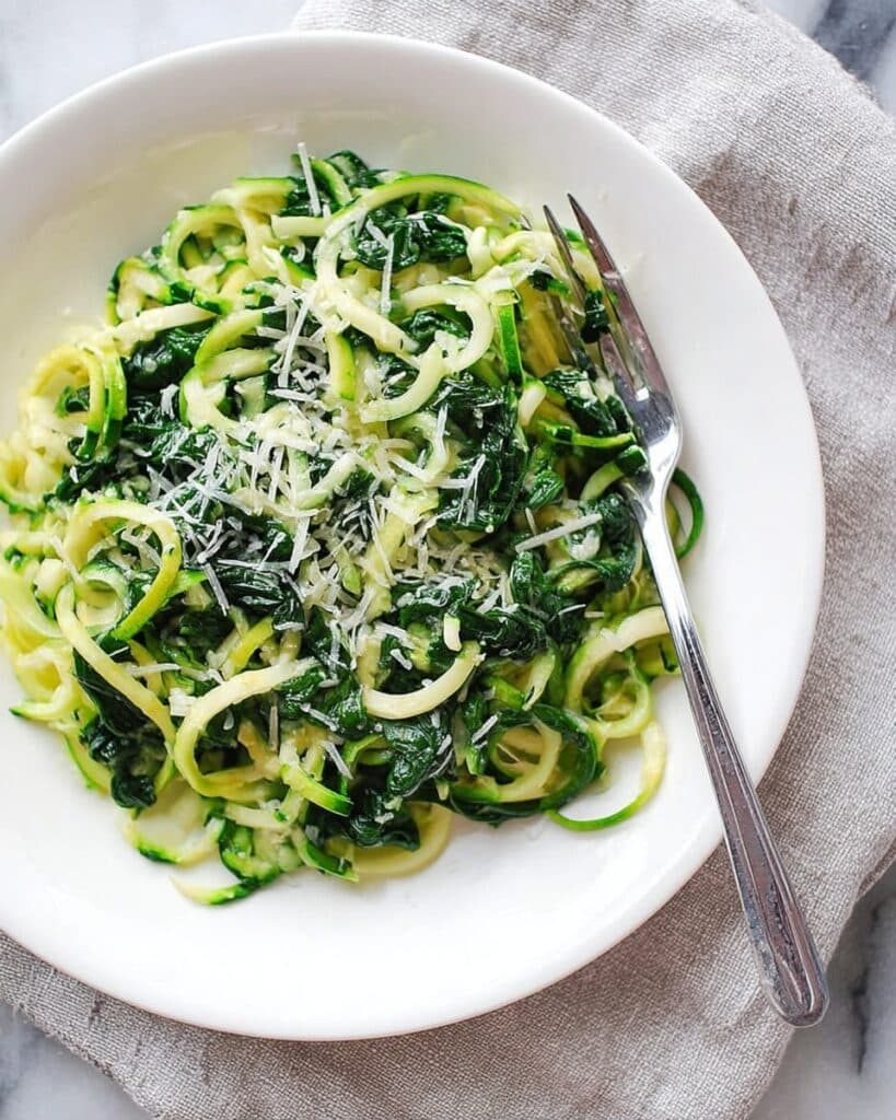 5-Ingredient Spinach Parmesan Zucchini Noodles Recipe