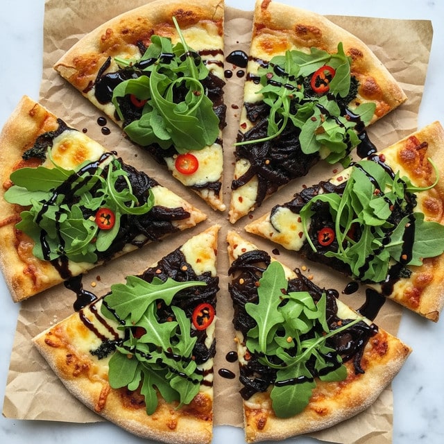Caramelized Onion Kale Goat Cheese Pizza with Balsamic Drizzle Recipe