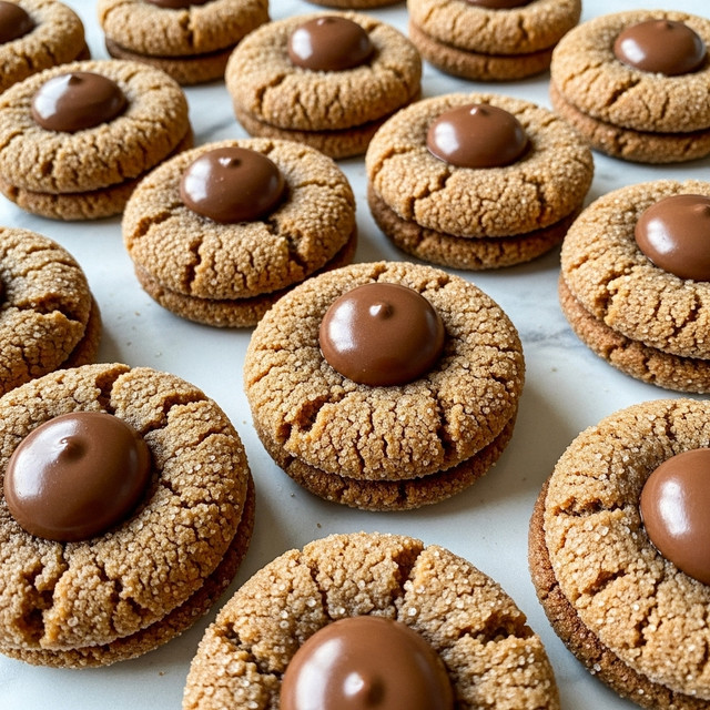 The image shows many round cookies arranged closely on a textured surface with a white marbled texture edited in the description. Each cookie has two visible layers: the base is a golden-brown, slightly cracked and sugar-coated cookie with a rough texture, and the top has a single smooth, dome-shaped chocolate piece placed in the center. The cookies look evenly baked with a slightly rough, crumbly texture on the edges and a glossy chocolate center. The photo taken with an iphone --ar 4:5 --v 7
