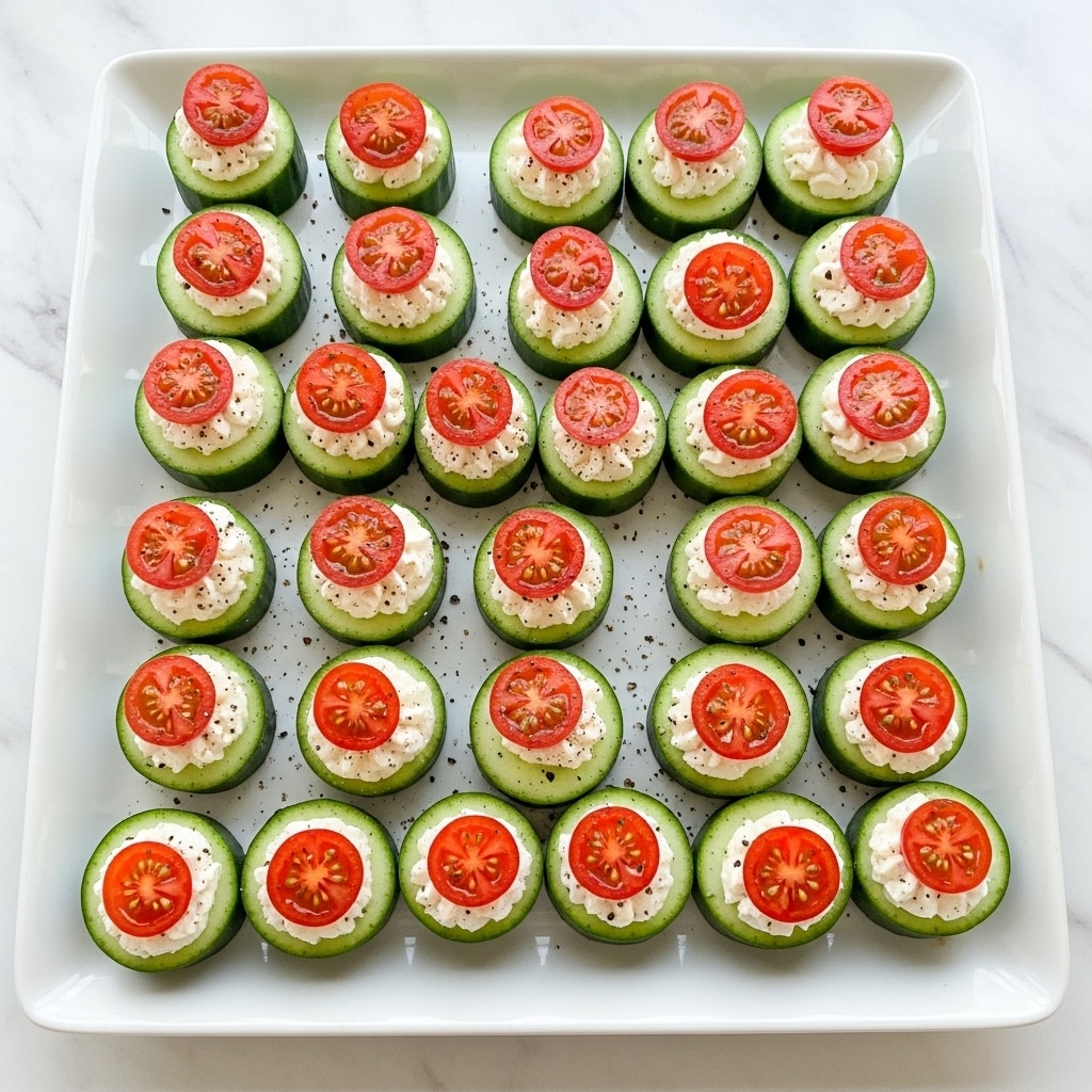 Cucumber Bites with Cream Cheese and Tomato Topping Recipe