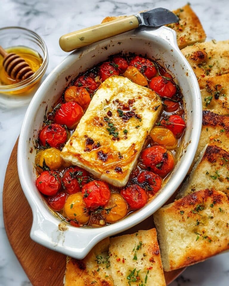 Baked Feta, Tomatoes & Garlic with Herbed Focaccia Recipe
