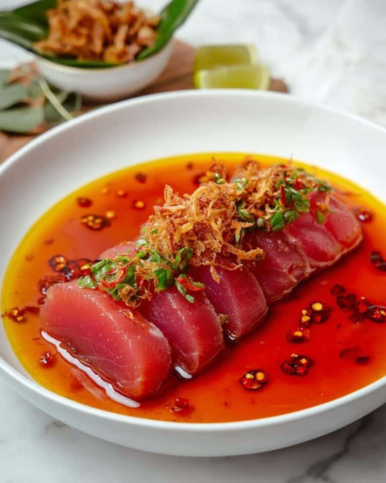 Tuna Crudo with Citrus, Chili Crisp, and Carrot Matchsticks Recipe