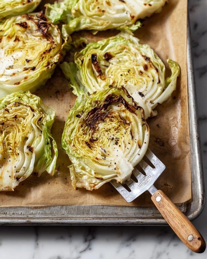 Oven-Roasted Cabbage Steaks with Garlic and Lemon Recipe