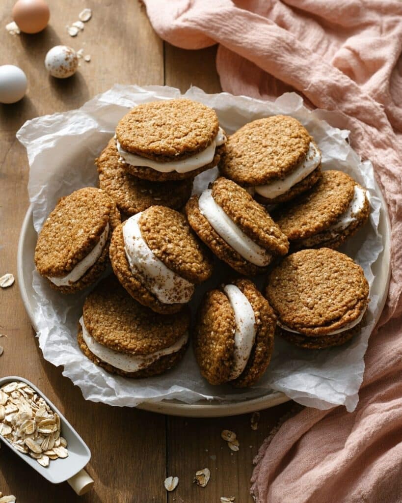 Brown Butter Oatmeal Sandwich Cookies with Chai Cream Cheese Frosting Recipe
