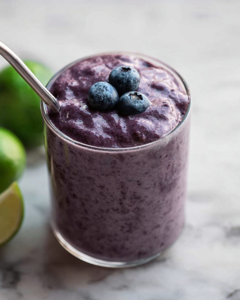 Creamy Protein Smoothie with Banana, Blueberries, and Spinach Recipe