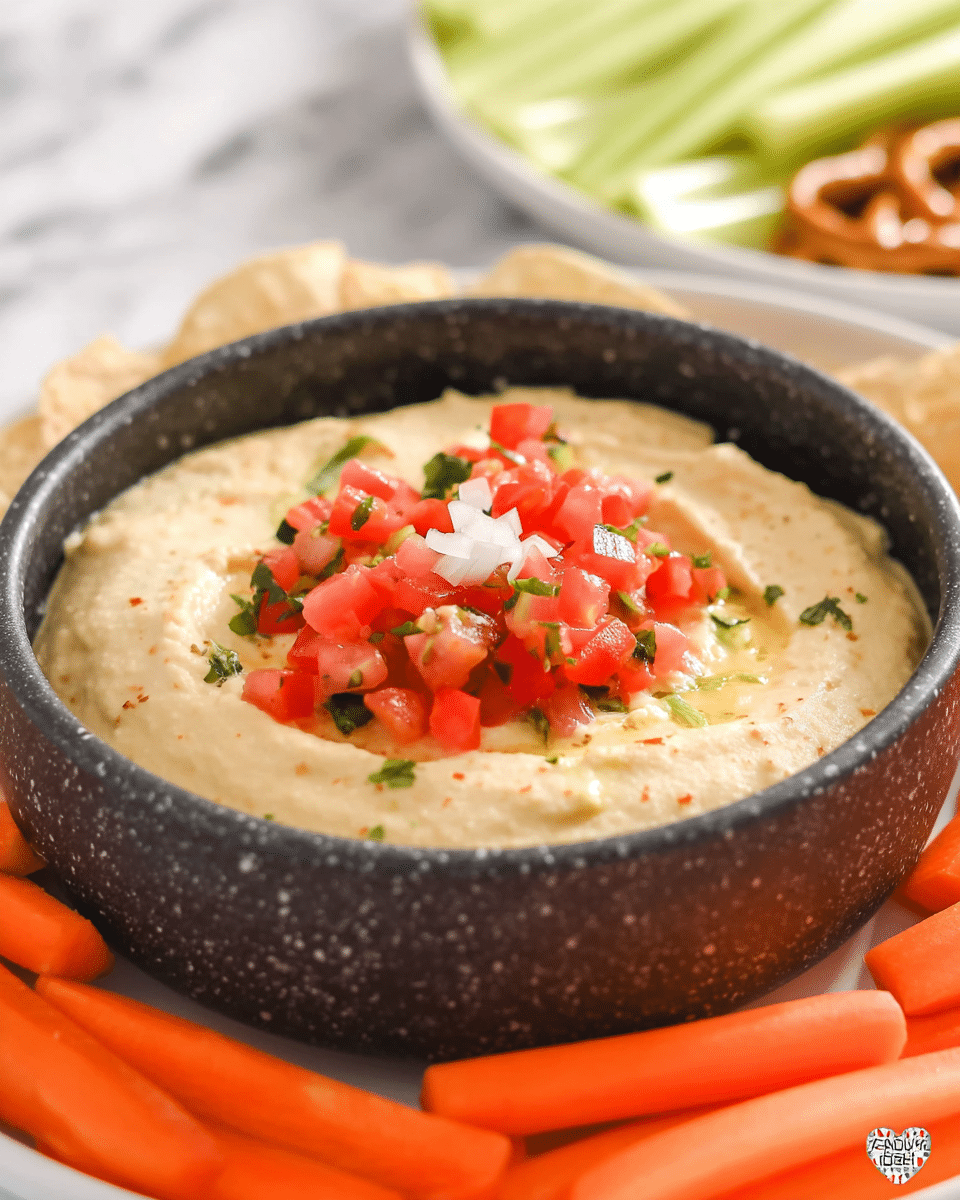 A white bowl filled with creamy light beige cheese sauce with small specks of seasoning visible inside. A triangular white tortilla chip with a rough, grainy texture is dipped into the sauce, lifting a smooth, thick, and stretchy layer of cheese dripping down. The background shows a blurred white bowl with green and red elements, all placed on a white marbled surface. photo taken with an iphone --ar 4:5 --v 7