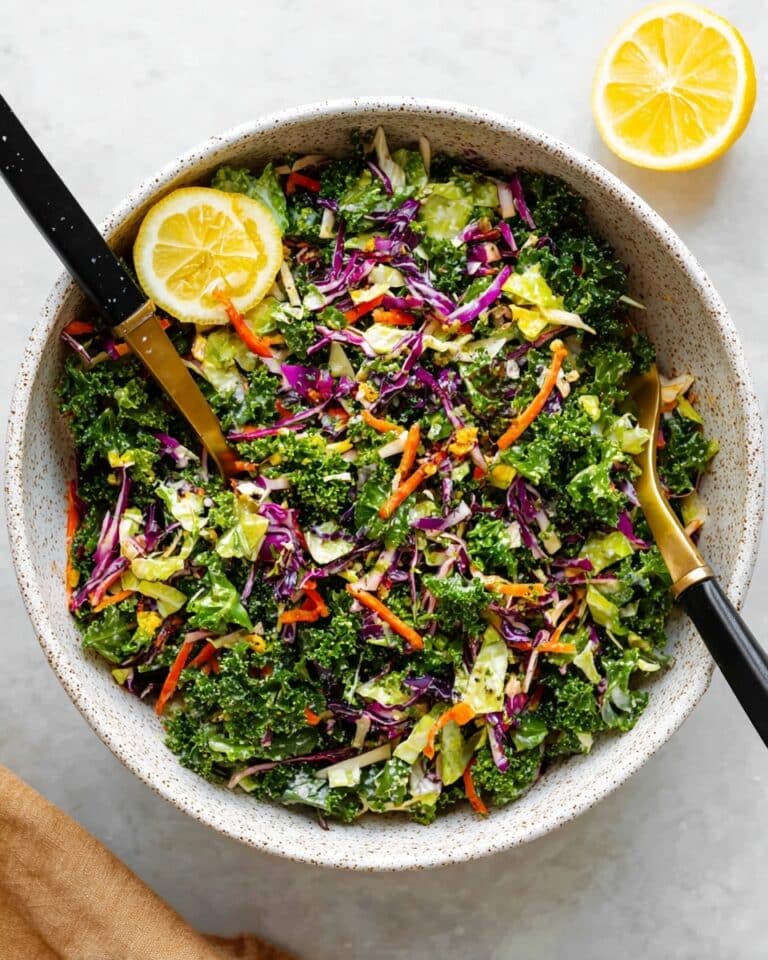 Detox Kale and Veggie Salad with Lemon Ginger Vinaigrette Recipe