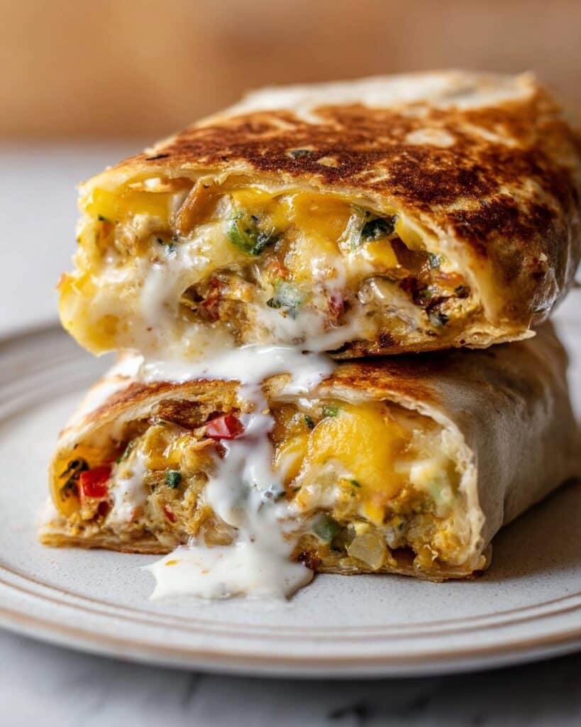 Sheet Pan Breakfast Burritos with Creamy Chipotle Sauce Recipe