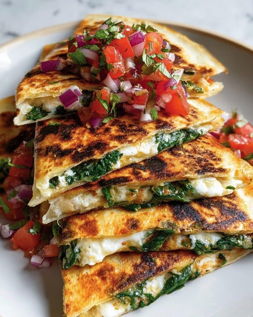 Mediterranean Spinach and Feta Quesadillas Recipe