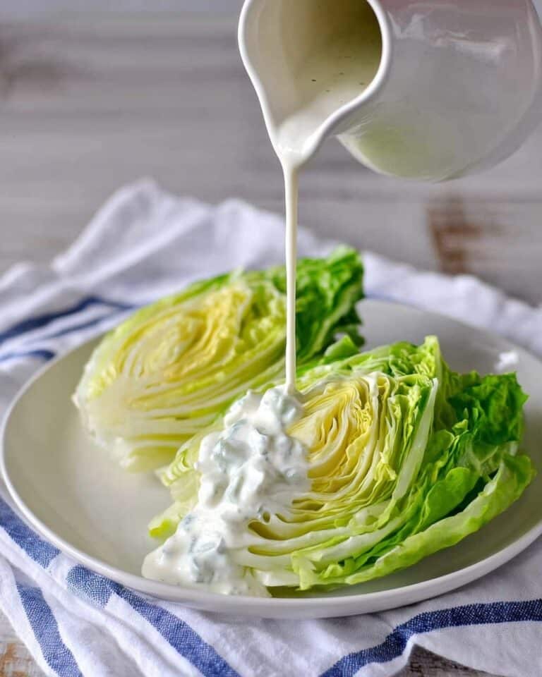 Creamy Feta Dressing with Iceberg Wedges Recipe