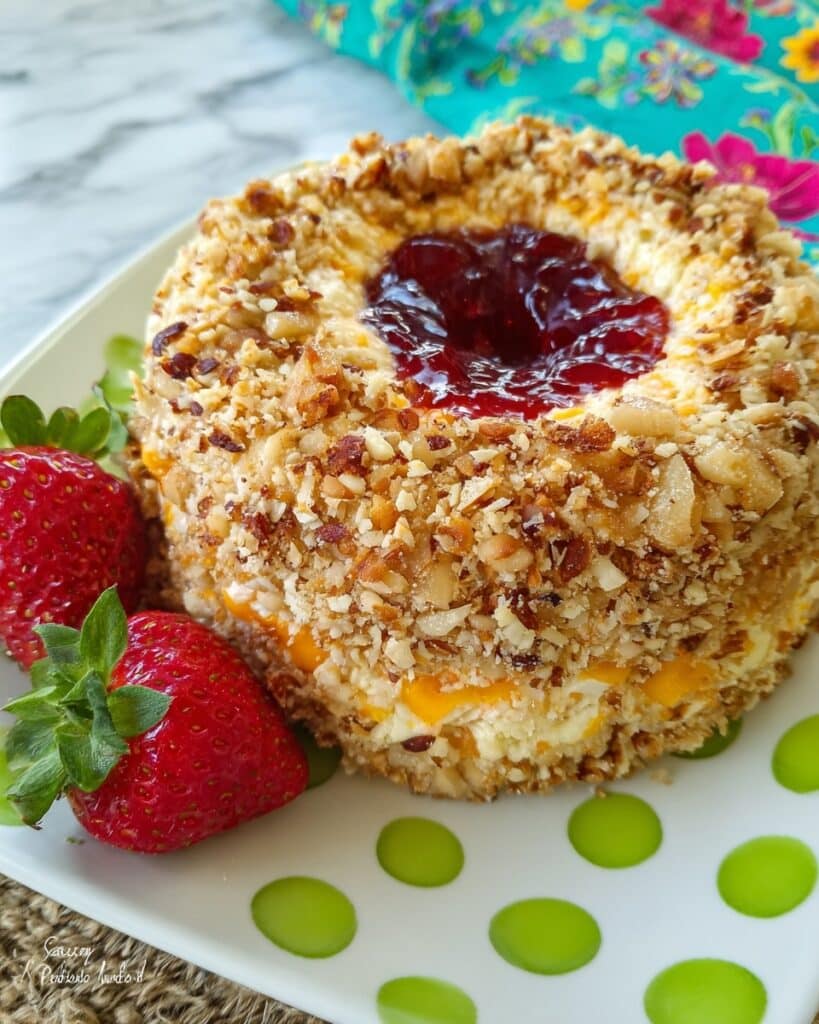 Pecan Cheddar Cheese Ring with Strawberry Preserves Recipe